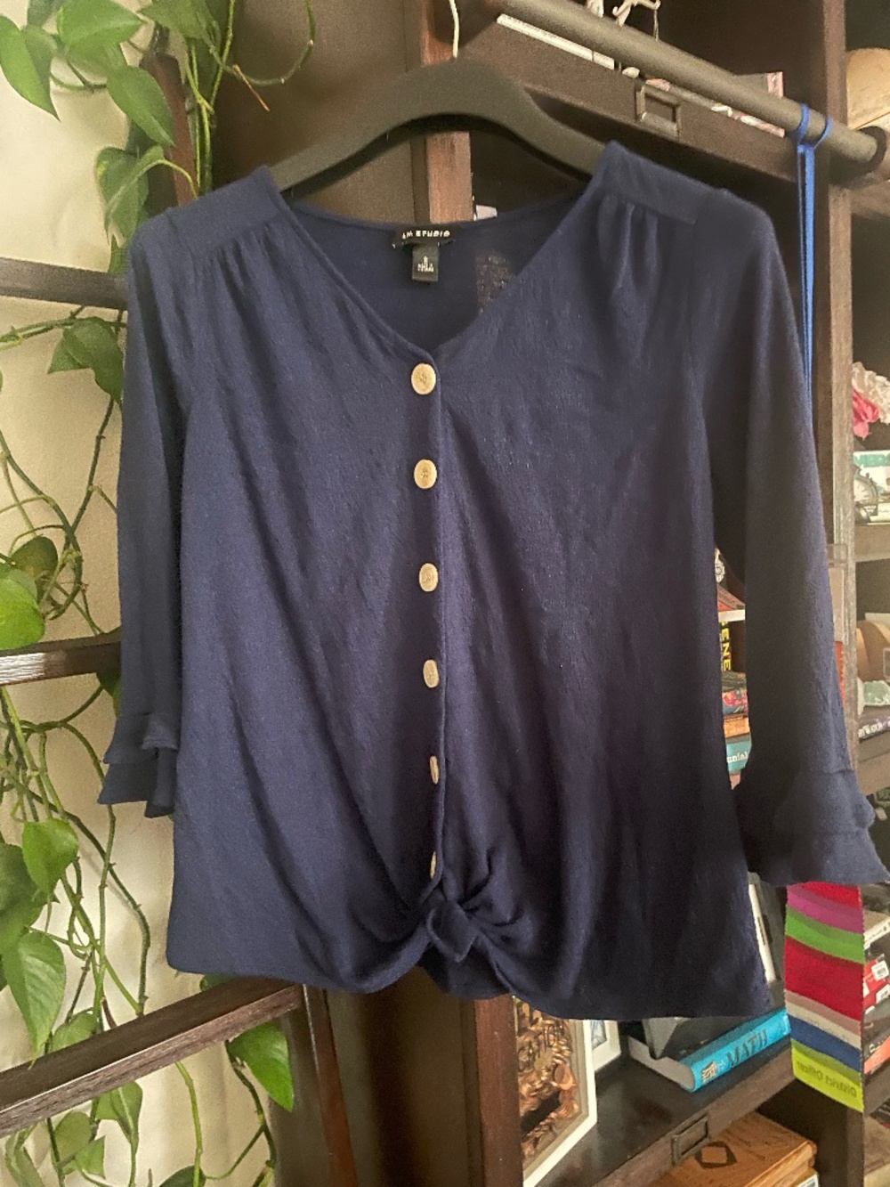 I.N Studio dark blue shirt.
